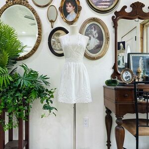 Zara White Sleeveless Eyelet Midi Dress